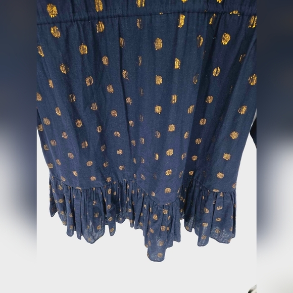 Tuckernuck Figue Emma Blue Gold Polka Dot Cotton Dress Size Small - Picture 10 of 13